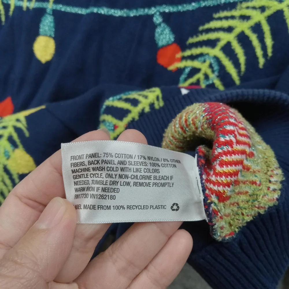 Christmas Sweater Mens Large Blue Candy Cane Ornament‎ Ugly Holiday Pullover